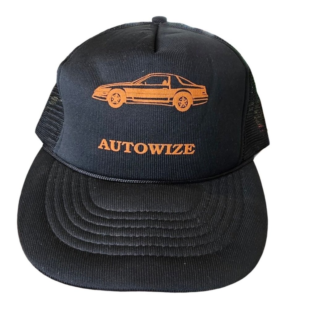 Vintage Retro Autowize Black Snapback Trucker Hat Cap‎ Camaro Firebird Car Mesh